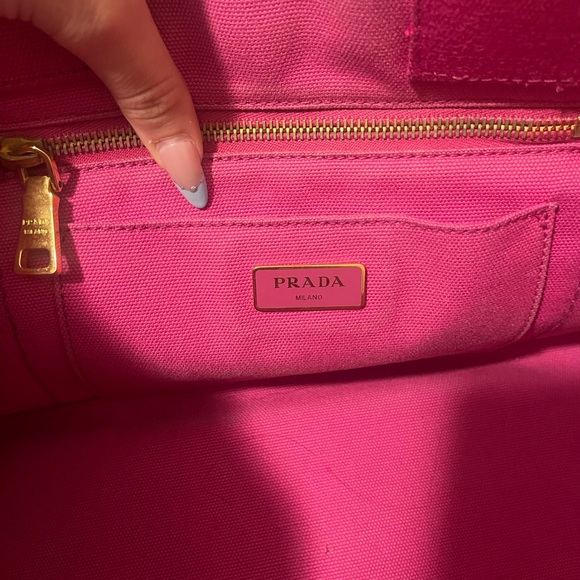 Prada Pink Canvas Tote Bag Authentic - Picture 4 of 4